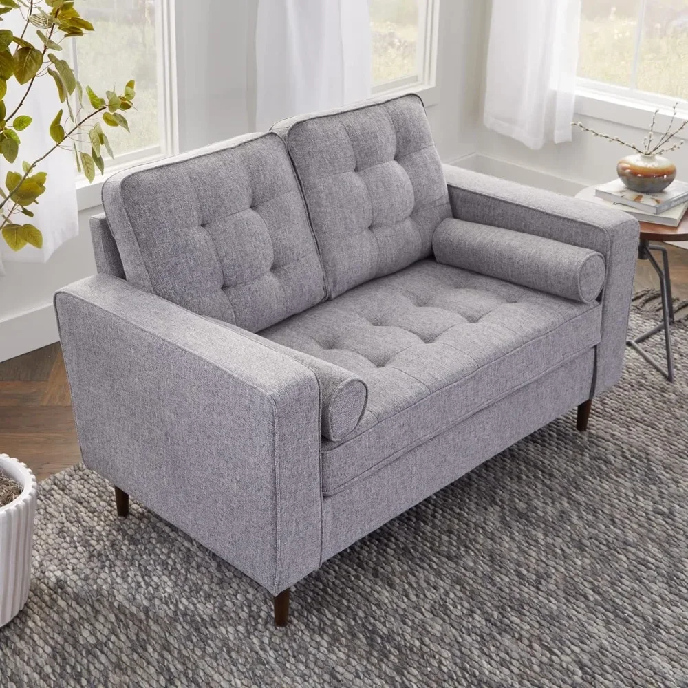 Lynnwood Upholstered Loveseat - Living Room Office or Bedroom - Mid-Century Modern Design Furniture - Buttonless Tufting -