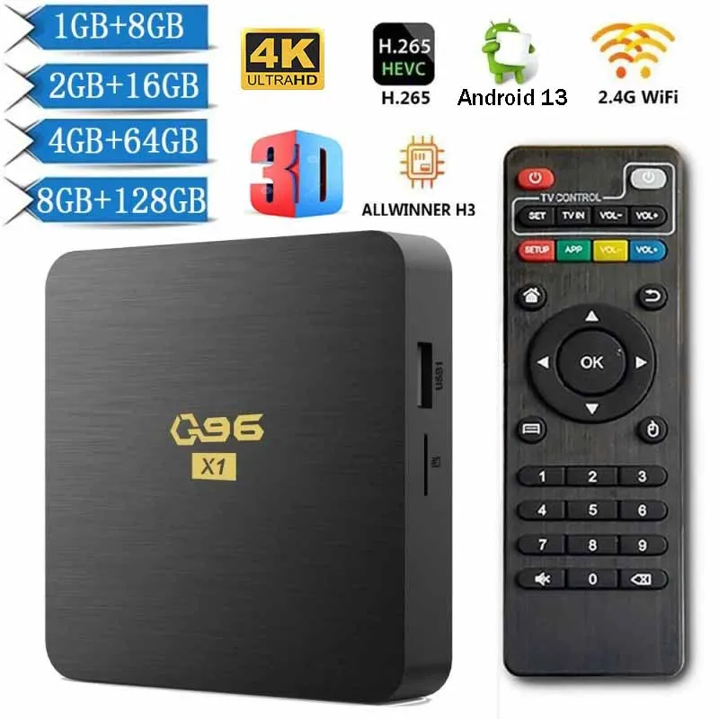 

Q96 x1 tv box android 13 allwinner H3 quad core HDR10 4K set top box 8GB 128GB home theater H.265 media player Iptv