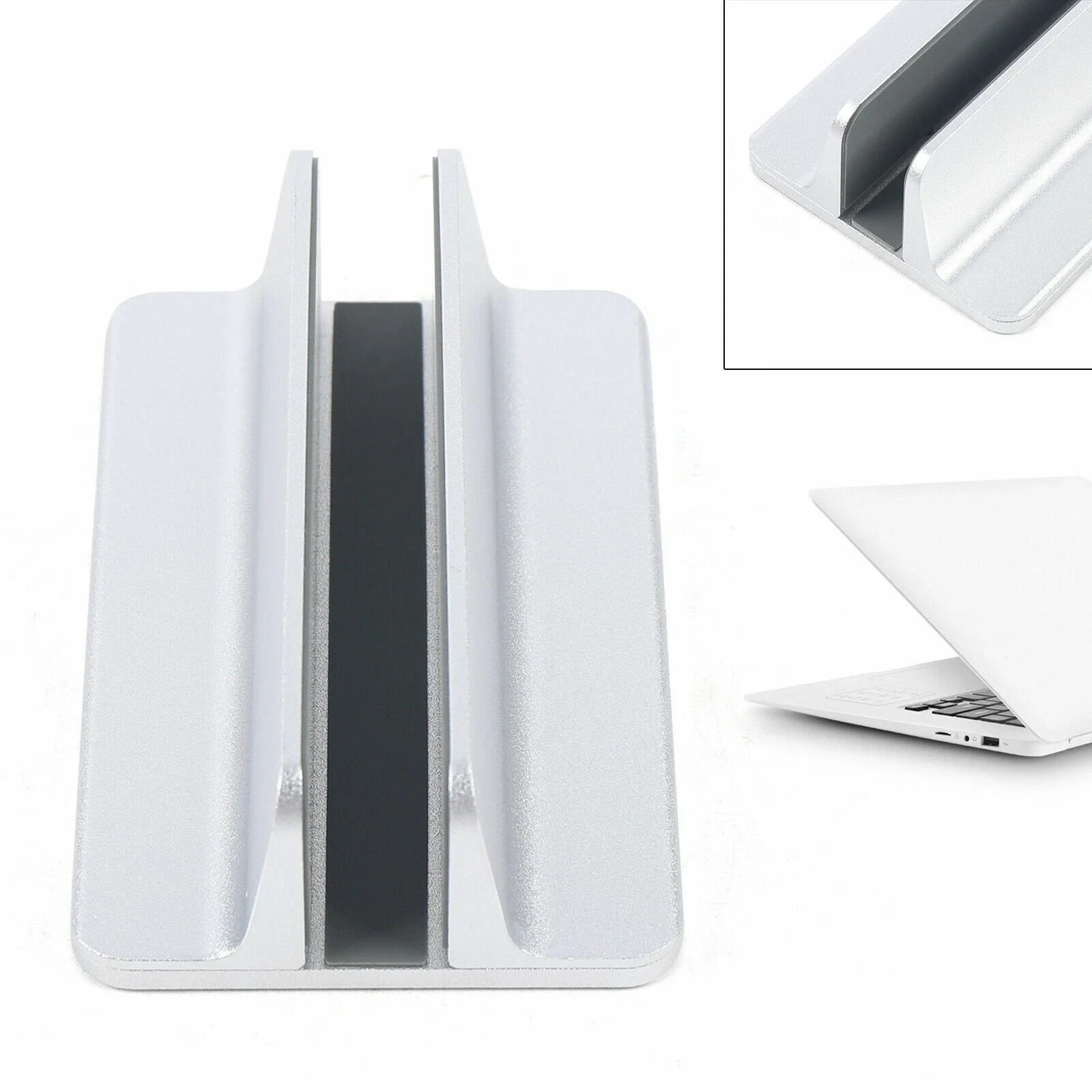 Support vertical en aluminium pour ordinateur portable, support de bureau pour MacBook Pro, support réglable, argent