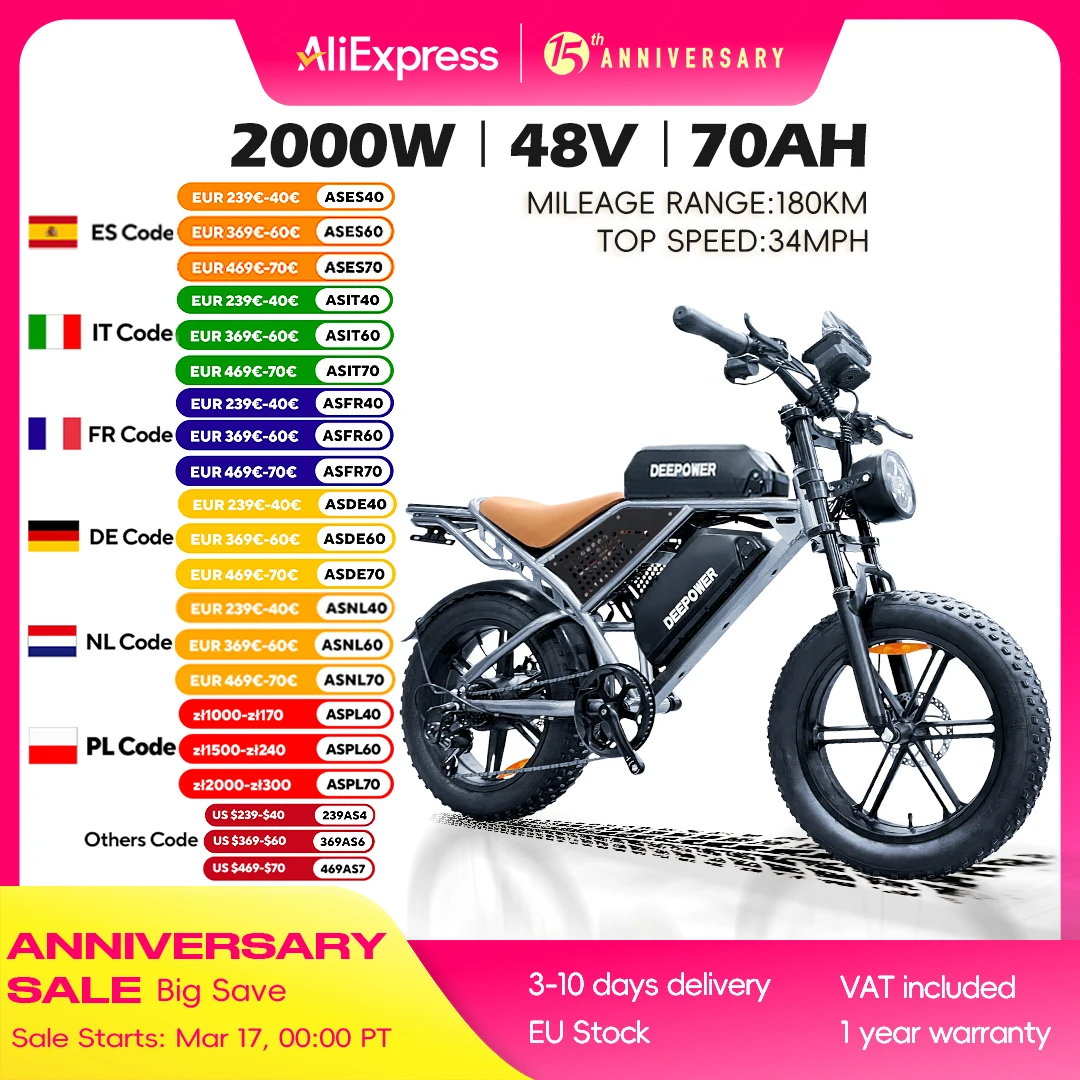 2000W 48V 55AH Adult Ebike Electric Bike Mountain Max 57KM/H Speed 20Inch Fat Tire Cycling Bicycle Electric Bicycle Off-road