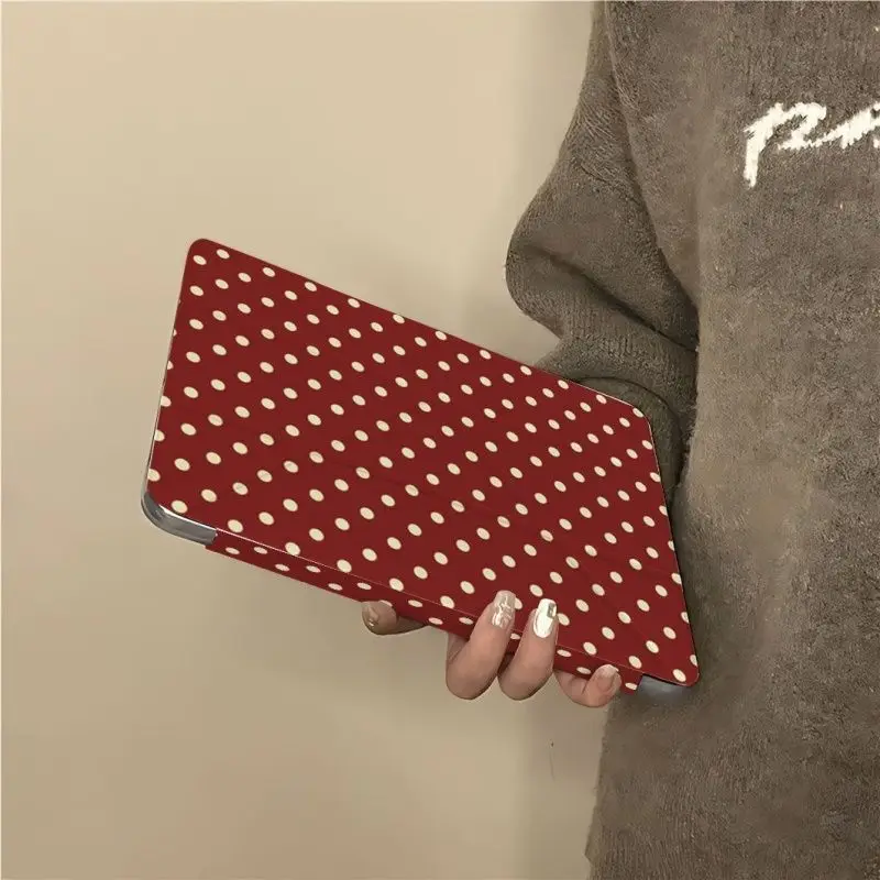 Advanced Wine Red Grid Ripple Dots For iPad Pro Air 13 11 M5 M4 M3 M2 2 1 11th A16 12.9