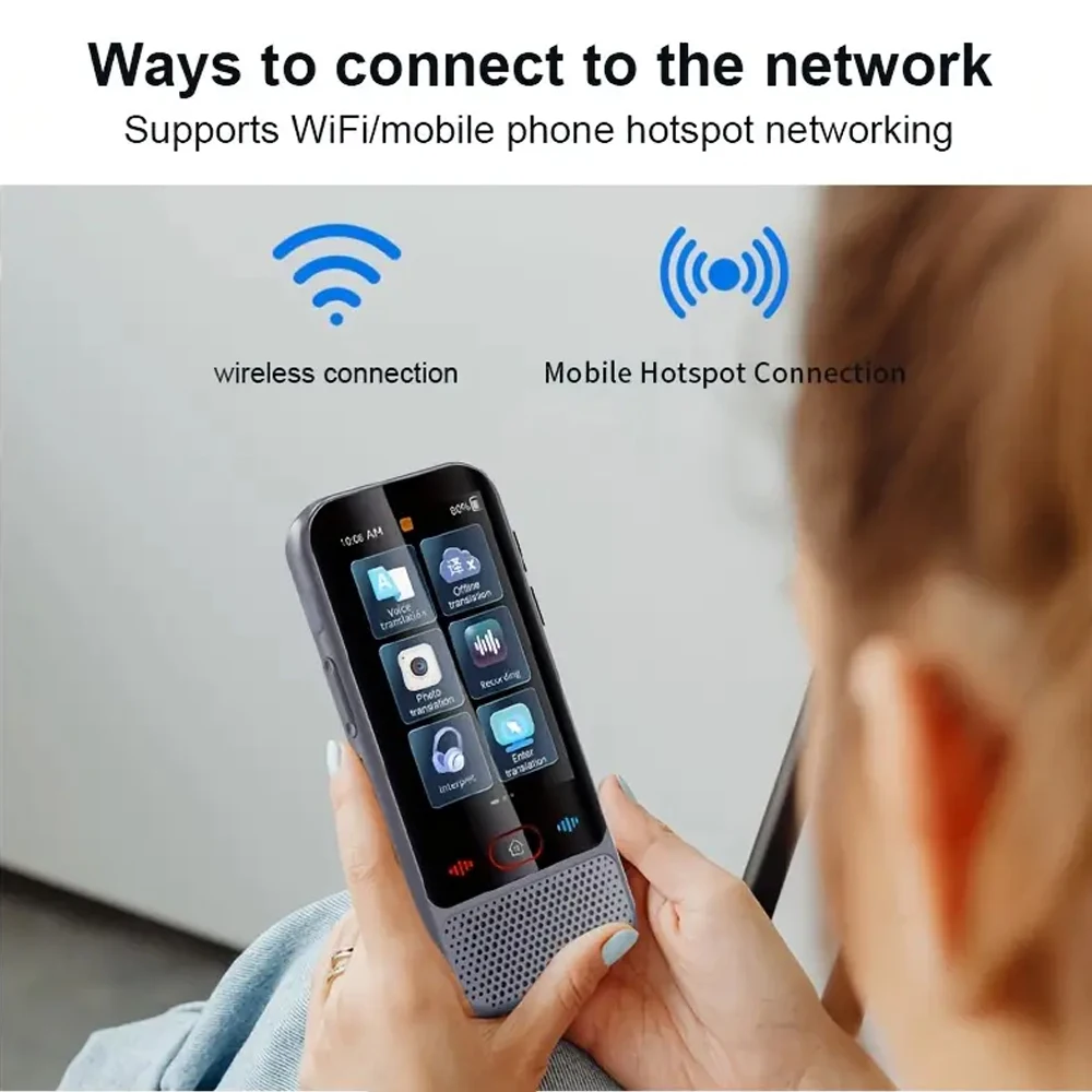 

Портативное устройство для перевода голоса, биязычный мгновенный перевод, беспроводной портативный языковой перевод с искусственным интеллектом, поддержка 142 языков