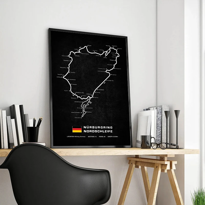 Modern World Racing Circuits Posters Nurburgring Sarthe Nordschleife Canvas Painting Print Wall Art Picture Room Garage Decor