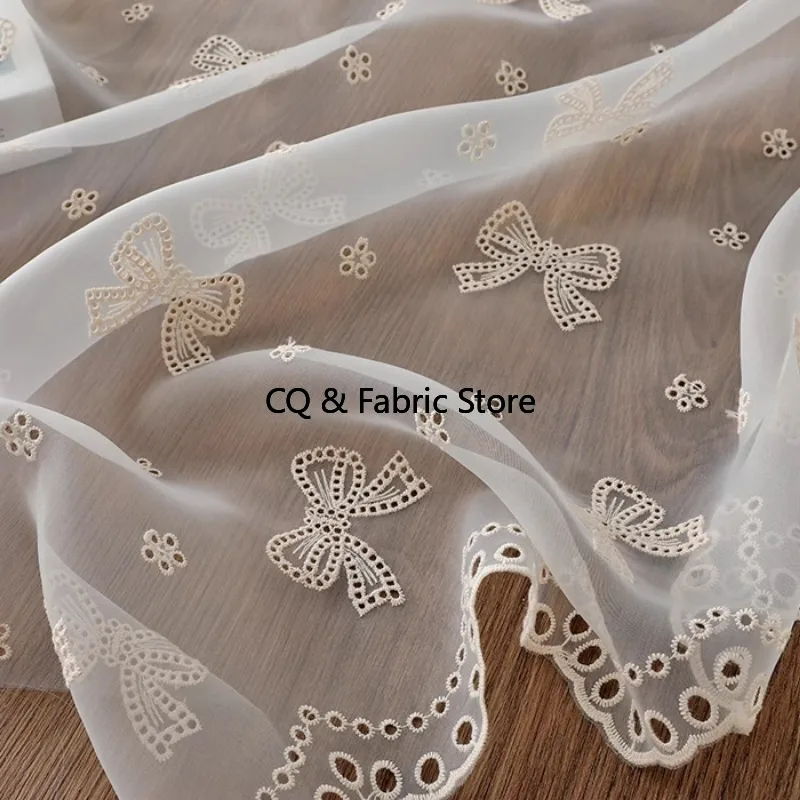 

Soft and Romantic Organza Fabric with Embroidered Butterfly Design for Bridal Veils or Kids Clothes Sewing Accessories