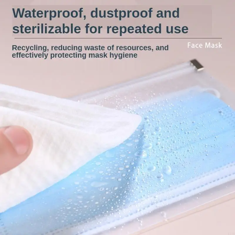 E21B Mask Storage Bag Anti Dust Disposable Face Masks Save Bag Holder Keeper Portable Waterproof Zipper Pocket for Travel