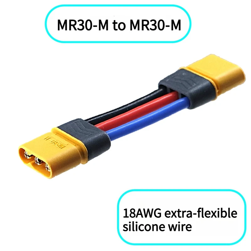 Original MR30 3‑Core Lipo Battery Charger Extension Cable, 15A Male Female Connector Plug Adapter for RC FPV Drone Multicopter