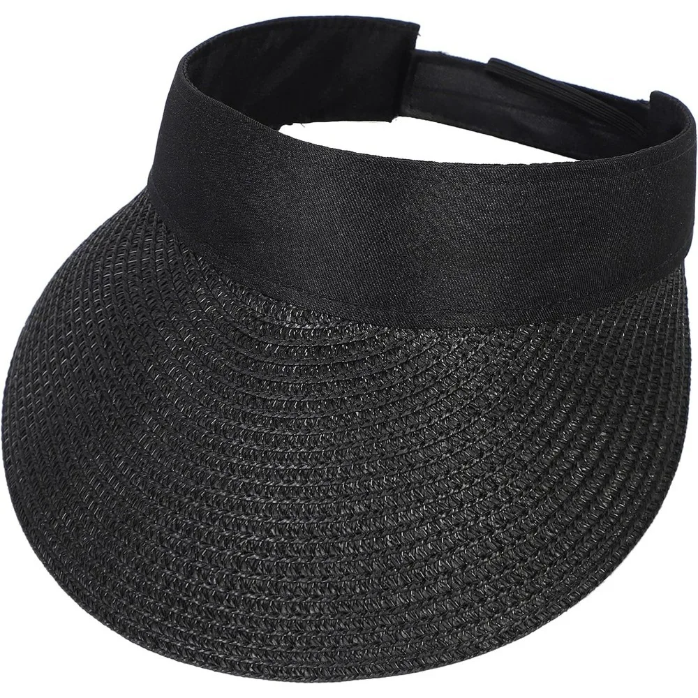 

Womens Sun Hat Straw Visor UV Protection Wide Brim Packable Travel Summer Cap for Beach