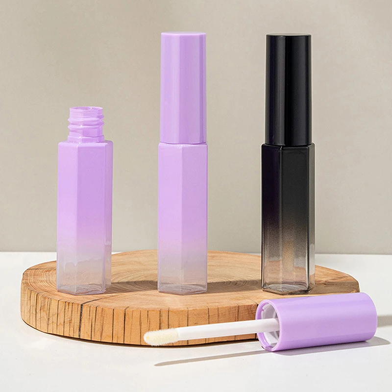 10ml Polygon Empty Lip Gloss Tube Plastic Refillable Bottles Liquid Lipstick Container Lipgloss Mini Sample Bottle Square Shape