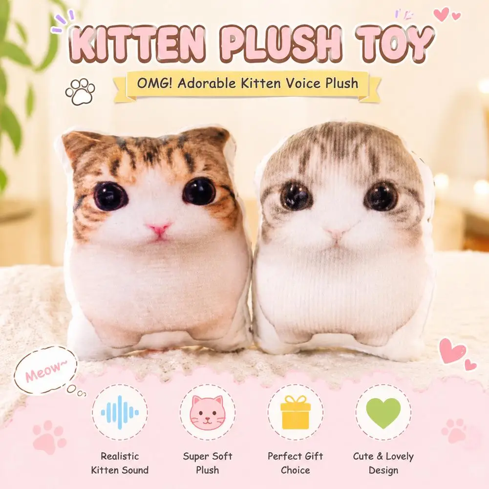 Squeeze Cat Plush Keychain Met Stem, Zachte Vullingsdierpop, Schattige Kittensdoekhanger Als Cadeau Voor Ontspanning En Stressve