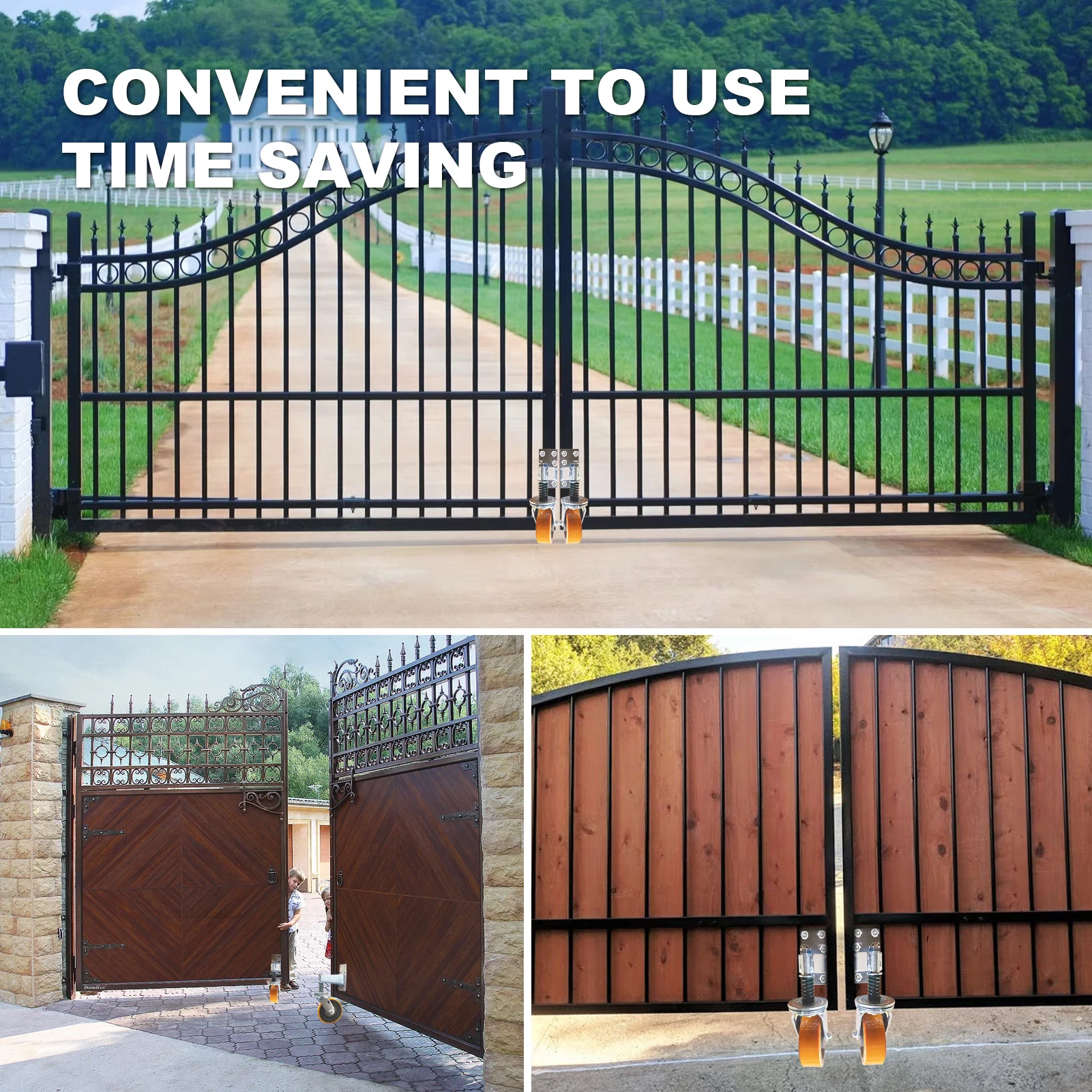 Roda da porta da cerca, rodízio resistente da roda da porta de 8 Polegada, rolos da porta da rotação de 360 graus para portões de balanço do tubo de metal