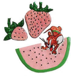 Wholesale patch badge strawberry watermelon embroidery patch cartoon animal embroidery badge parches termoadhesivos para ropa