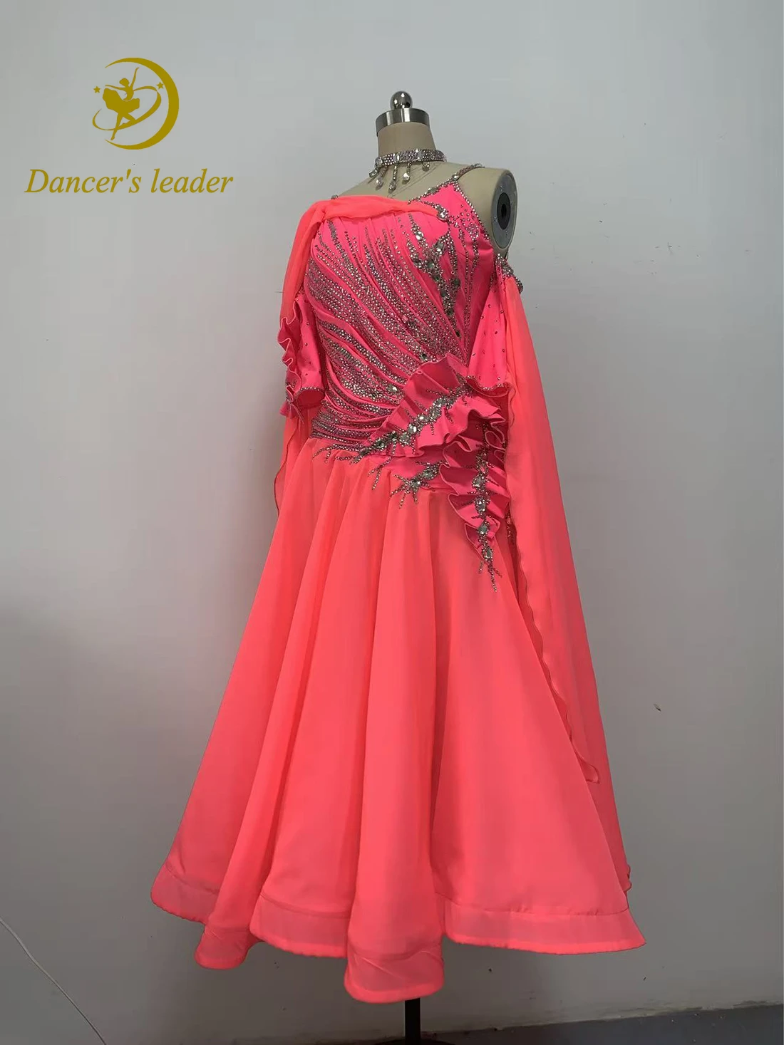 

Latin Dance Adult And Children's Dress AB Stone High-End Custom Pleated Design Large Skirt Tango Women's Professional Clothing