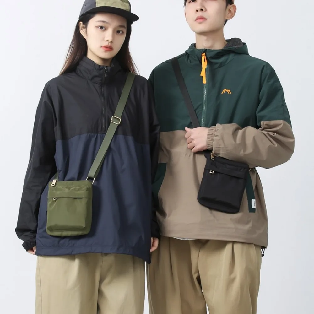 Multifunctional Crossbody Phone Pouch Korean Style Handheld Nylon Shoulder Bag Solid Color Street Style Men Square Bag