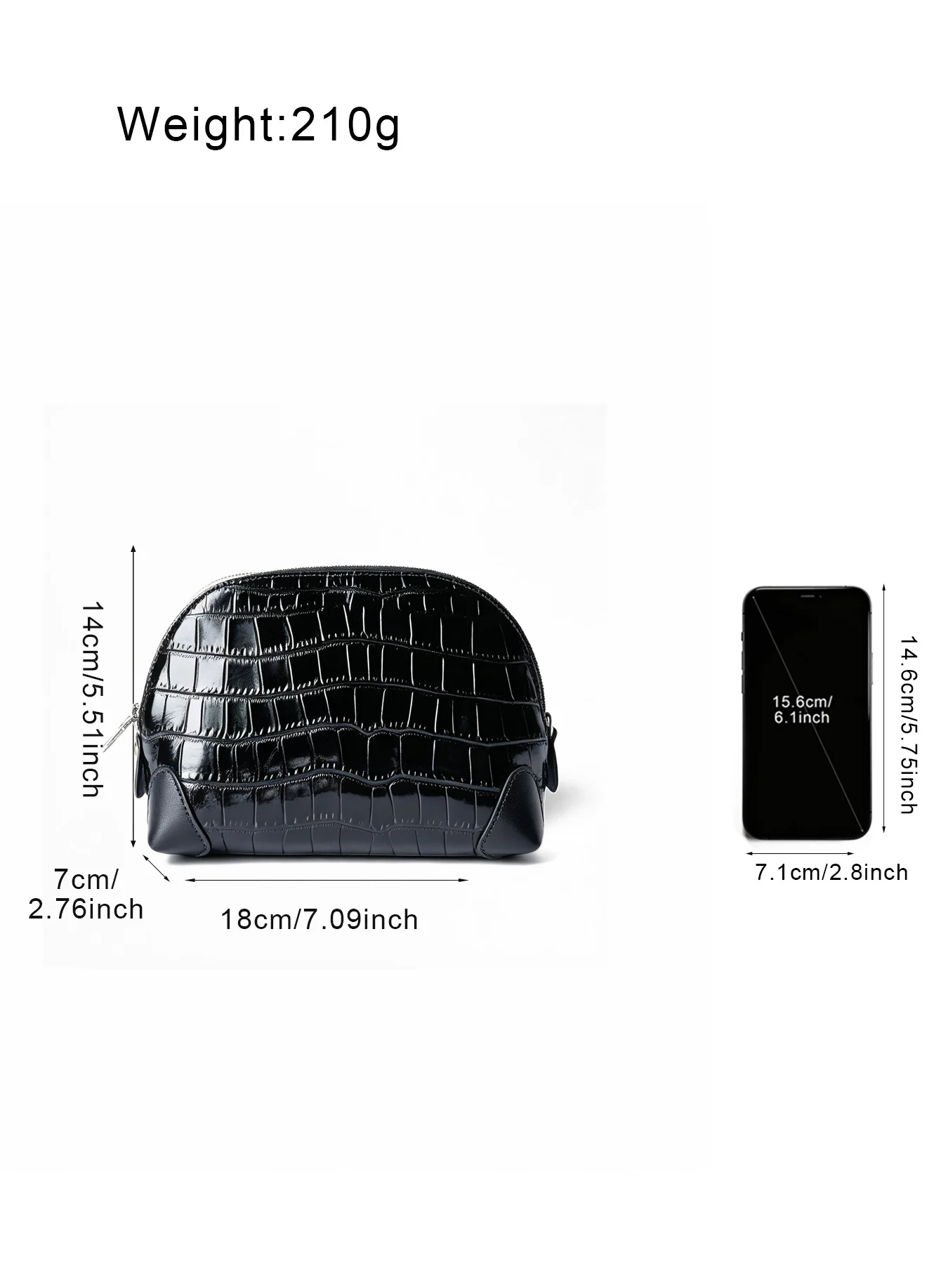 Echtes Leder Krokodil-Prägung Schwarzes Kosmetiktaschen-Set für Damen Toilettenartikel-Organizer Große Kapazität Reise-Make-up-Tasche – Detail 8