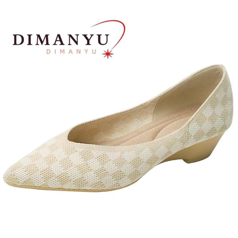 

DIMANYU Women Shoes 2024 New Shallow Mouth Breathable Mesh Female Shoes Knitting Wedges Fashion Women Dress Shoes