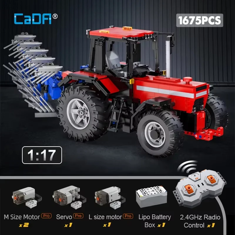 Cada 1675pcs City Remote Control Multifunctional Agricultural Vehicle Building Block RC Truck Bricks Toys Boys Gifts