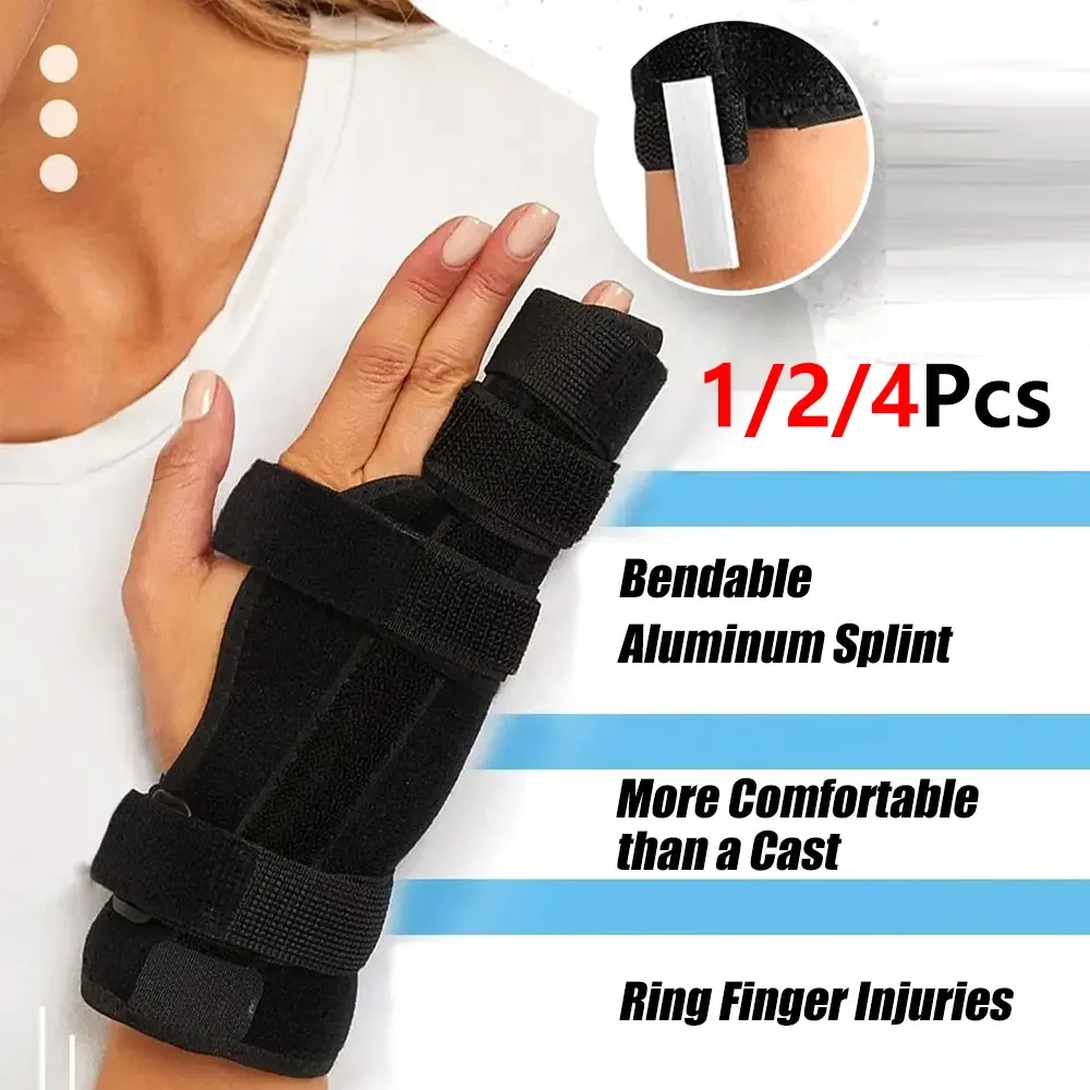 1/2/4Pcs Pinky Finger Support Splint, Adjustable Hand Brace with Aluminum Plate for Ring Finger Sports Work Daily