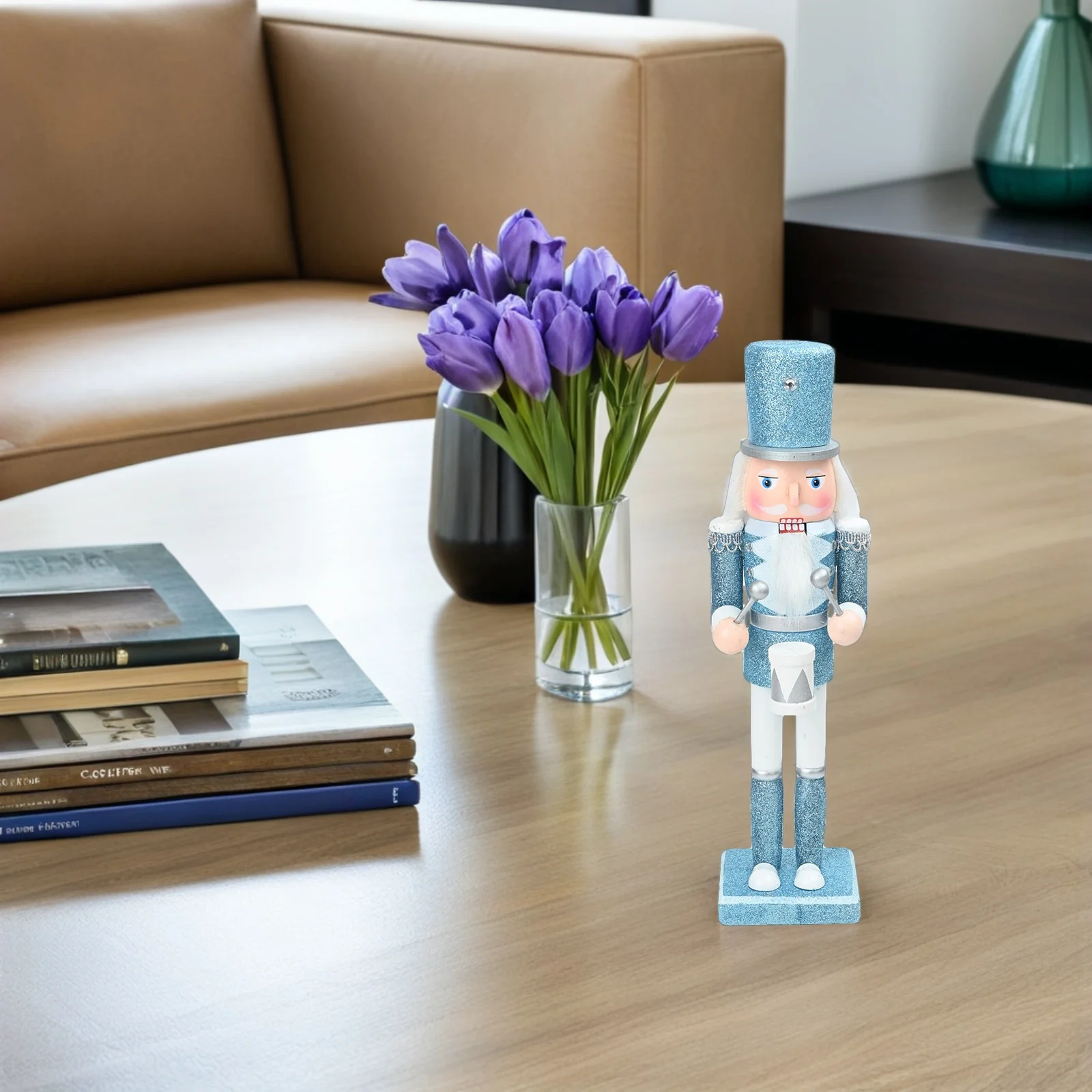 

2pcs Christmas Nutcracker Wood Decorations Blue Drummer Festive Table Centerpiece Holiday Xmas Ornament For Living Room Bedroom