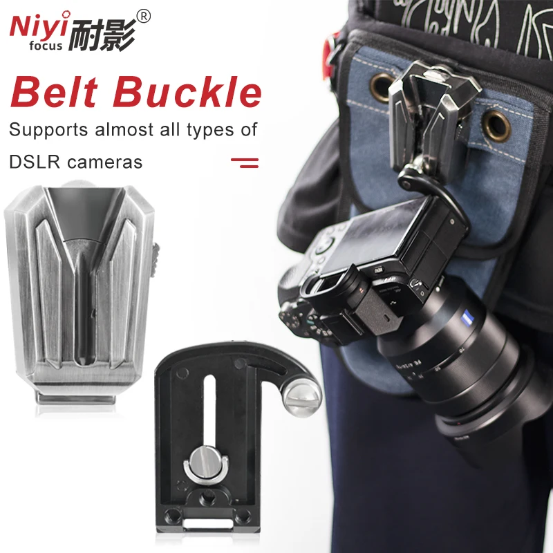 Camera Belt Buckle Metal Camera Waist Buckle with 1/4 Quick Release Clamp Holster Clip Waist Holder Plate Camera Belt Bracket