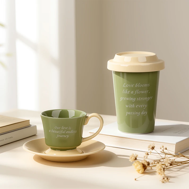 SHUNXIANG 370/220ml Keramik-Kaffeetasse mit Deckel Haushaltswasserbecher Saft-Milch-Becher Nachmittagstee-Party Valentinstag-Geschenk