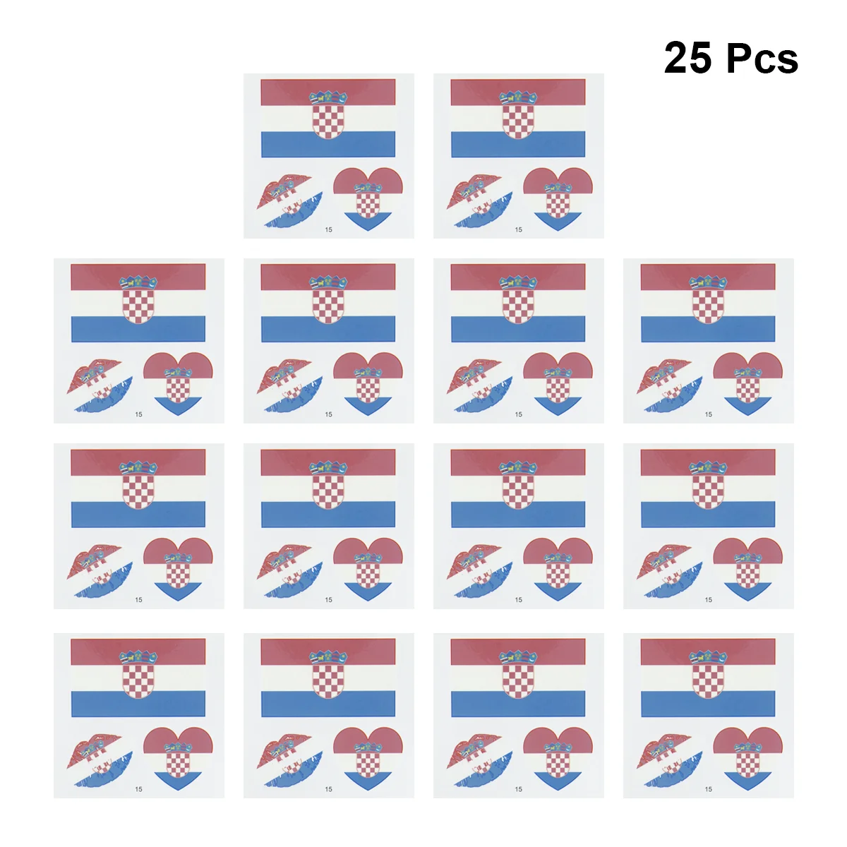 

25 Sheets Waterproof National Flag Stickers Temporary Disposable Eco friendly Tattoos National Flag Decal for Sports (Croatia)