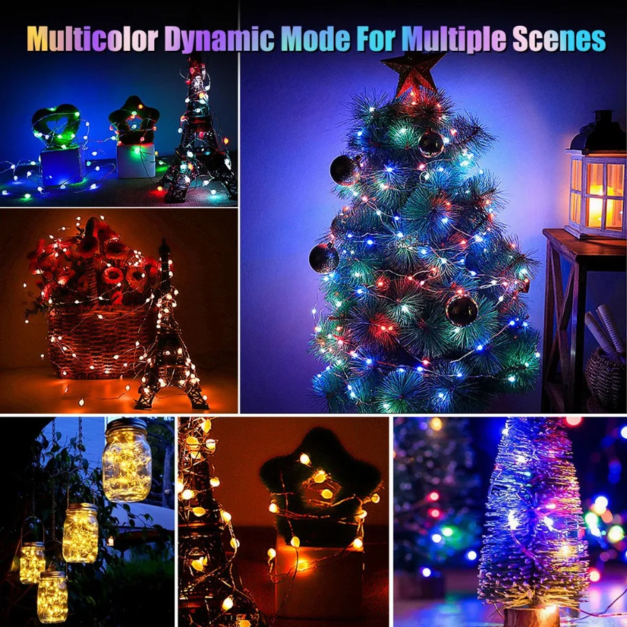 10M/20M LED RGB Christmas Fairy Lights 12 Modes Waterproof Garland String Lights for Indoor Outdoor Decoration Holiday Lighting