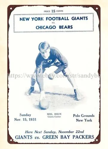 1931 football  vs  Program metal tin sign wall decor sign