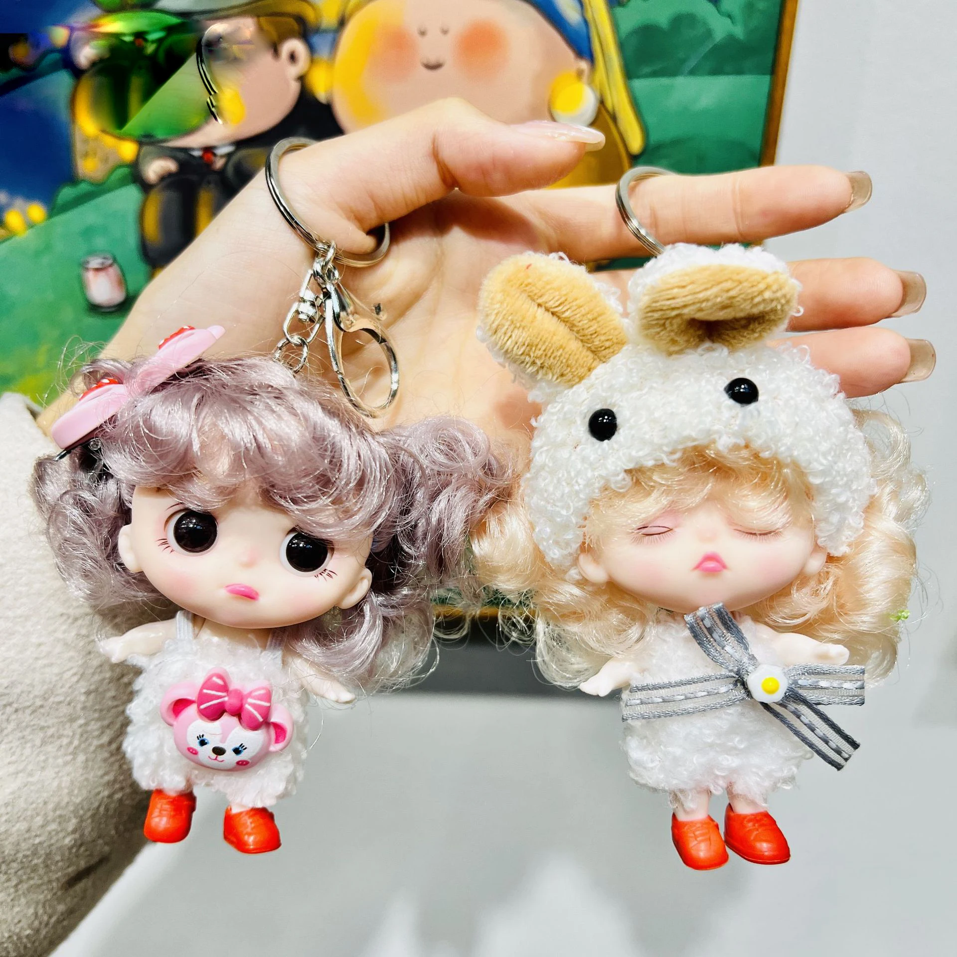 10cm BJD Doll Mini Joints Movable Princess Doll Keychain Kawaii Doll Cute Exquisite Girl Toy Bag Charm Car Pendant Birthday Gift