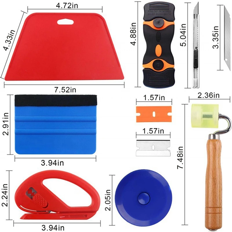 27-Piece Set Of Car Film Double-Sided Scraper Wall Tool Kit Roller Pressure Wheel Seal Scraper Tape Measure