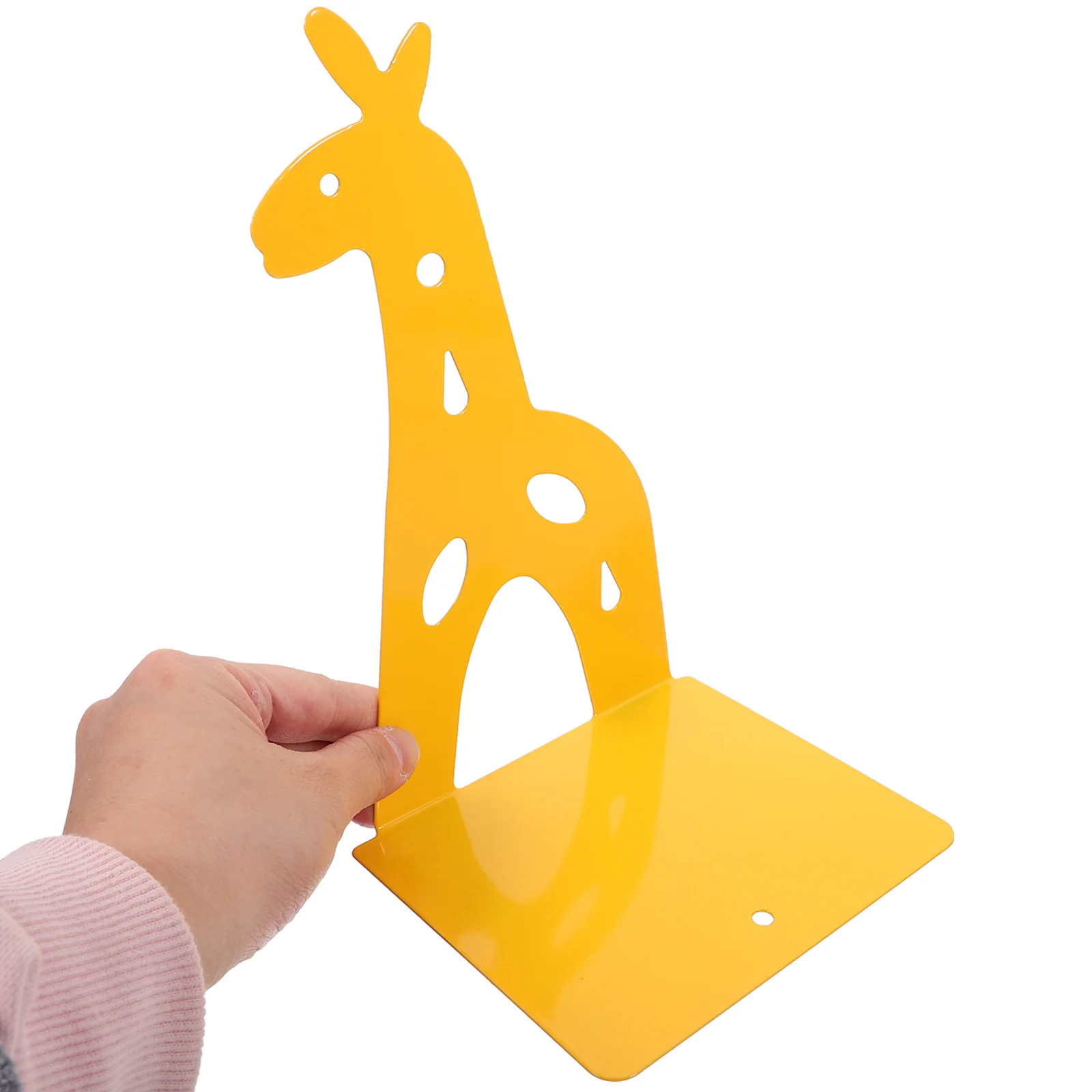 

2Pcs Dinosaur Giraffe Animal Bookends Metal Creative Book Holder for Desk Nursery Small Organizer Stable Decorative