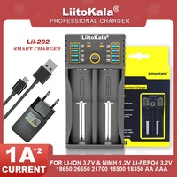 Liitokala Lii-202 1-5PCS 18650 1.2V 3.7V 3.2V AA/AAA 26650 16340 21700 20700 14500 18490 NiMH Lithium Battery Smart Charger