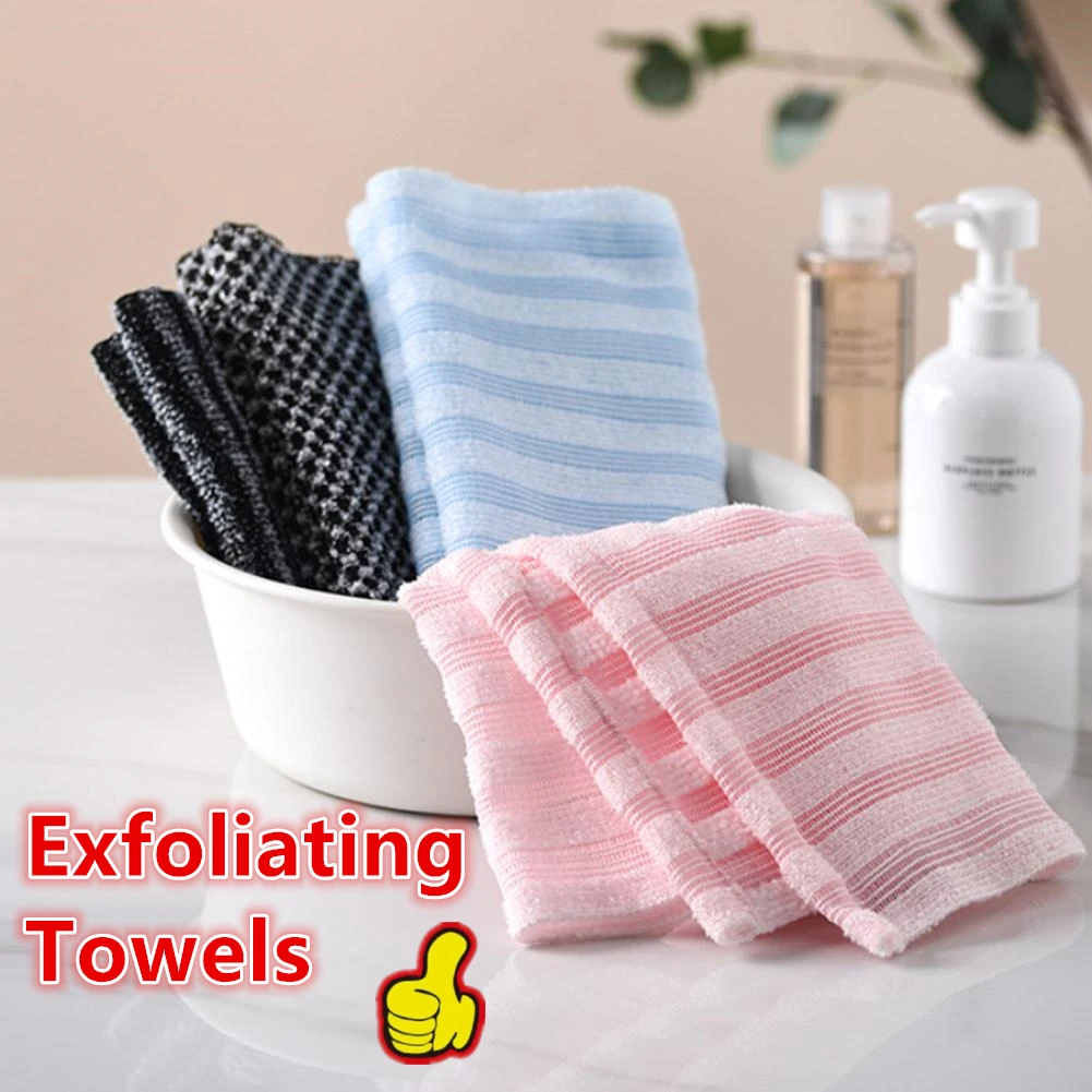 NEW Exfoliating Towels Washcloth Back Scrubber for Shower for Men women Silver-ion Multi-Function Foam Bath Towel Ultra-Long