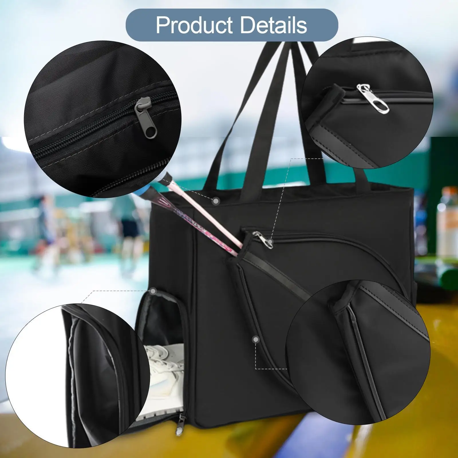 

Tennis Tote Tennis Racket Shoulder Bag Multifunctional with Water Bottle Holder Professional Outdoor Sports Duffle Bag