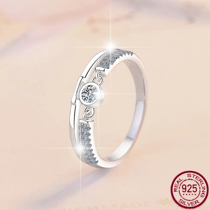 

Новое женское кольцо из стерлингового серебра S925, сердце с граром муассанитом, простой темперамент, свадебные украшения