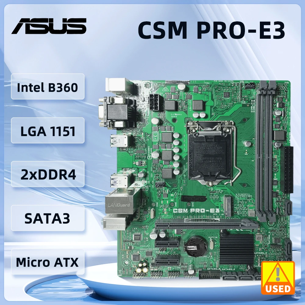 

ASUS CSM PRO-E3 Motherboard LGA 1151 Intel B360 support Core i3-8300 9100F 8600 8400 9400F 9700 cpu DDR4 32GB M.2 Micro ATX