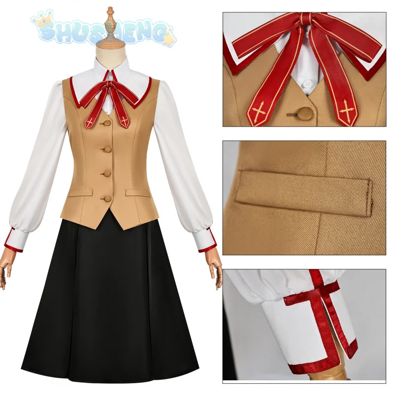 Tohsaka Rin Cosplay Anime Fate stay night Costume Campus style youthful and sweet outfit vest shirt short Halloween uniform