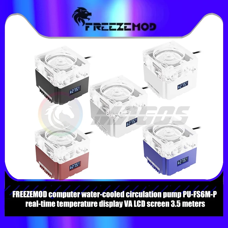 

FREEZEMOD PC MOD Water Cooling Mute Pump PWM Intelligent Flow 800L/H VA LCD Temperature Display Screen,RGB Light, PU-FS6M-P