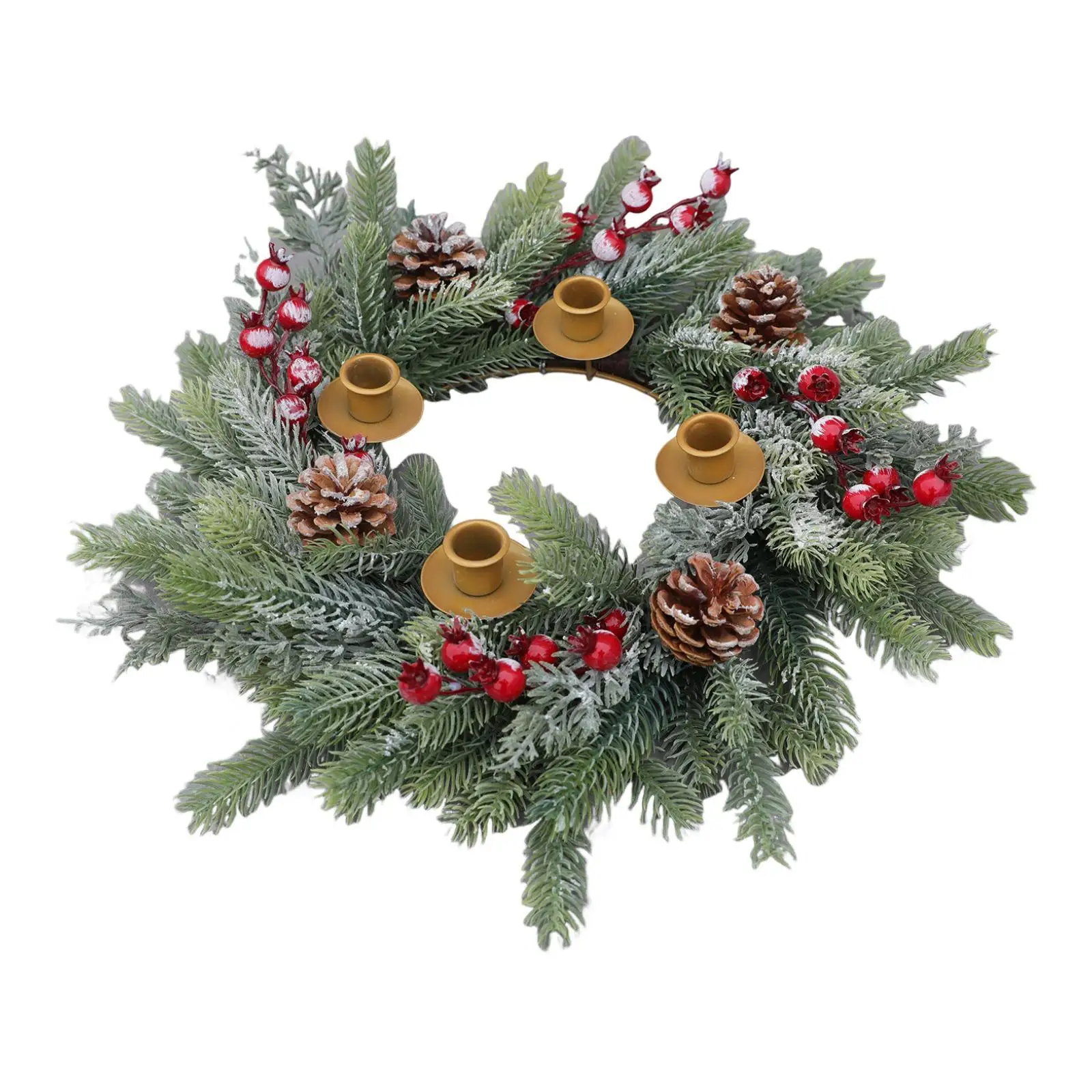 

Christmas Candle Ring Wreath Decoration Artificial Berries Wreath for Christmas Wedding Table Centerpieces Valentine's Day