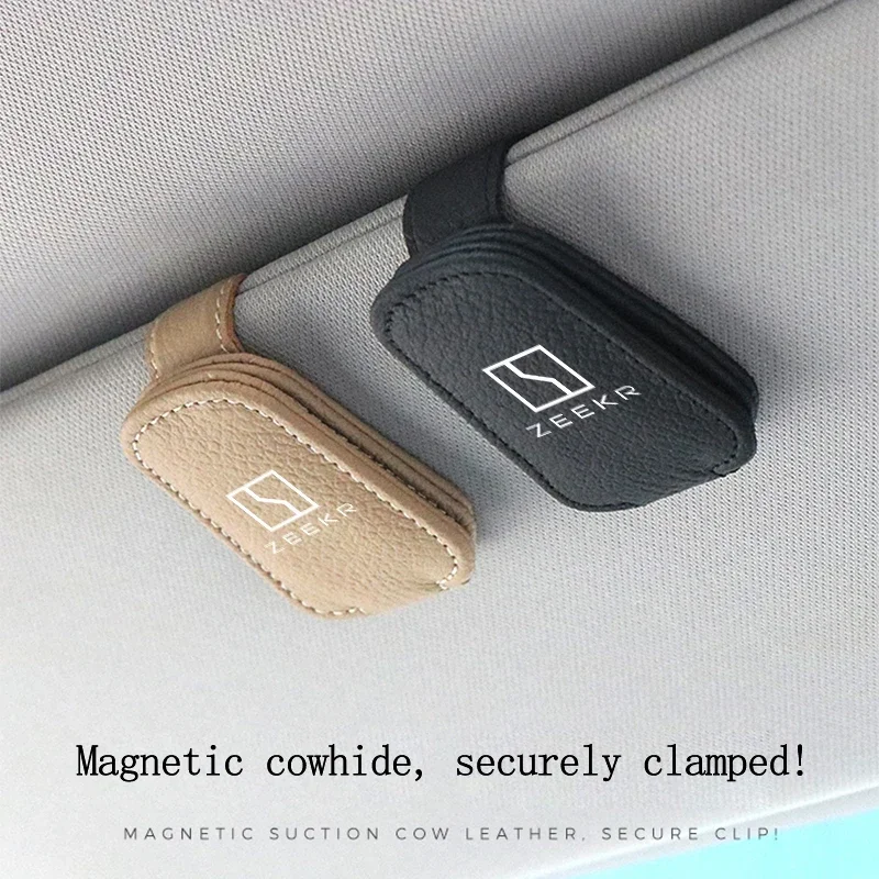 

For Zeekr X Zeekr 001 009 2023 2024 Leather Sunglasses Hanging Storage Clip Car Sun Visor Glasses Clips Interior Accessories