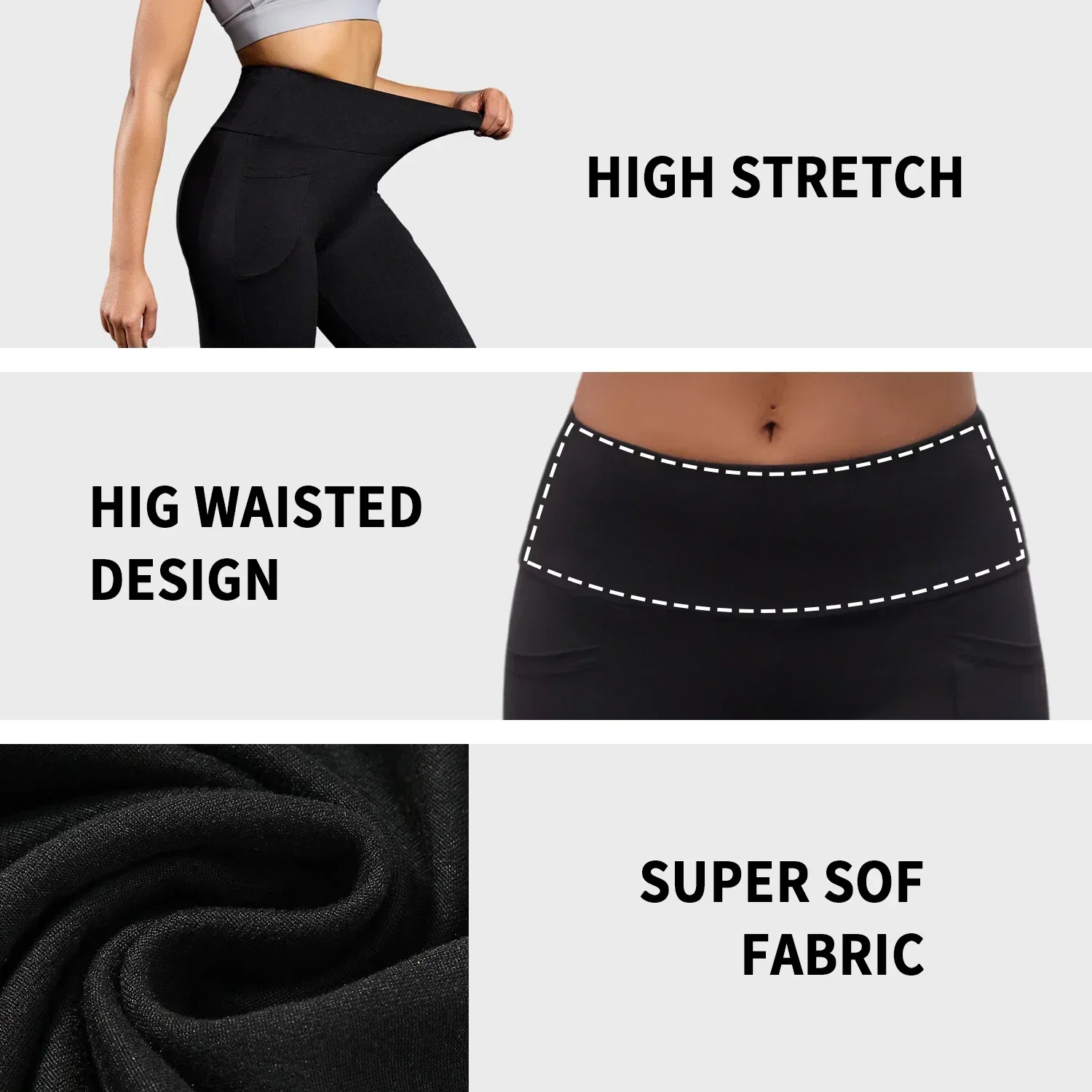 5 แพ็คเอวสูงกางเกงคาปรีสําหรับผู้หญิงที่มีกระเป๋า Super Soft No See Through ออกกําลังกายวิ่งโยคะ Push Up Gym Leggings