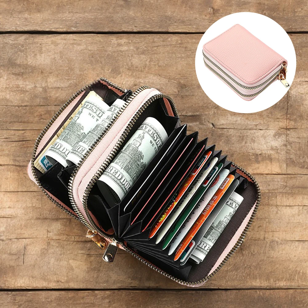 

Модный кошелек-органайзер большой емкости с двойной молнией, двухслойный футляр для нескольких органов, коробка для визитных карточек, кошелек для монет из искусственной кожи, подарок