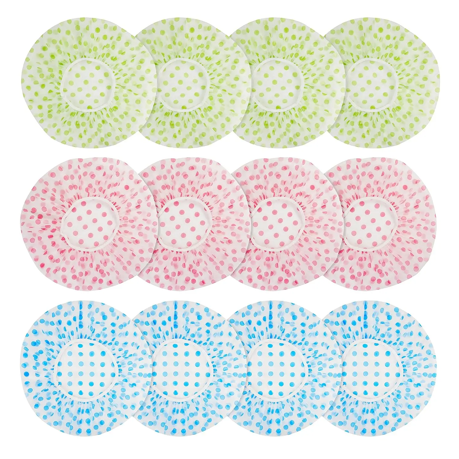 

Shower Cap, 12 Pcs Plastic Shower Caps, Shower Caps for Women Reusable Waterproof, Elastic Band Flower Printed Hair Cap for Show
