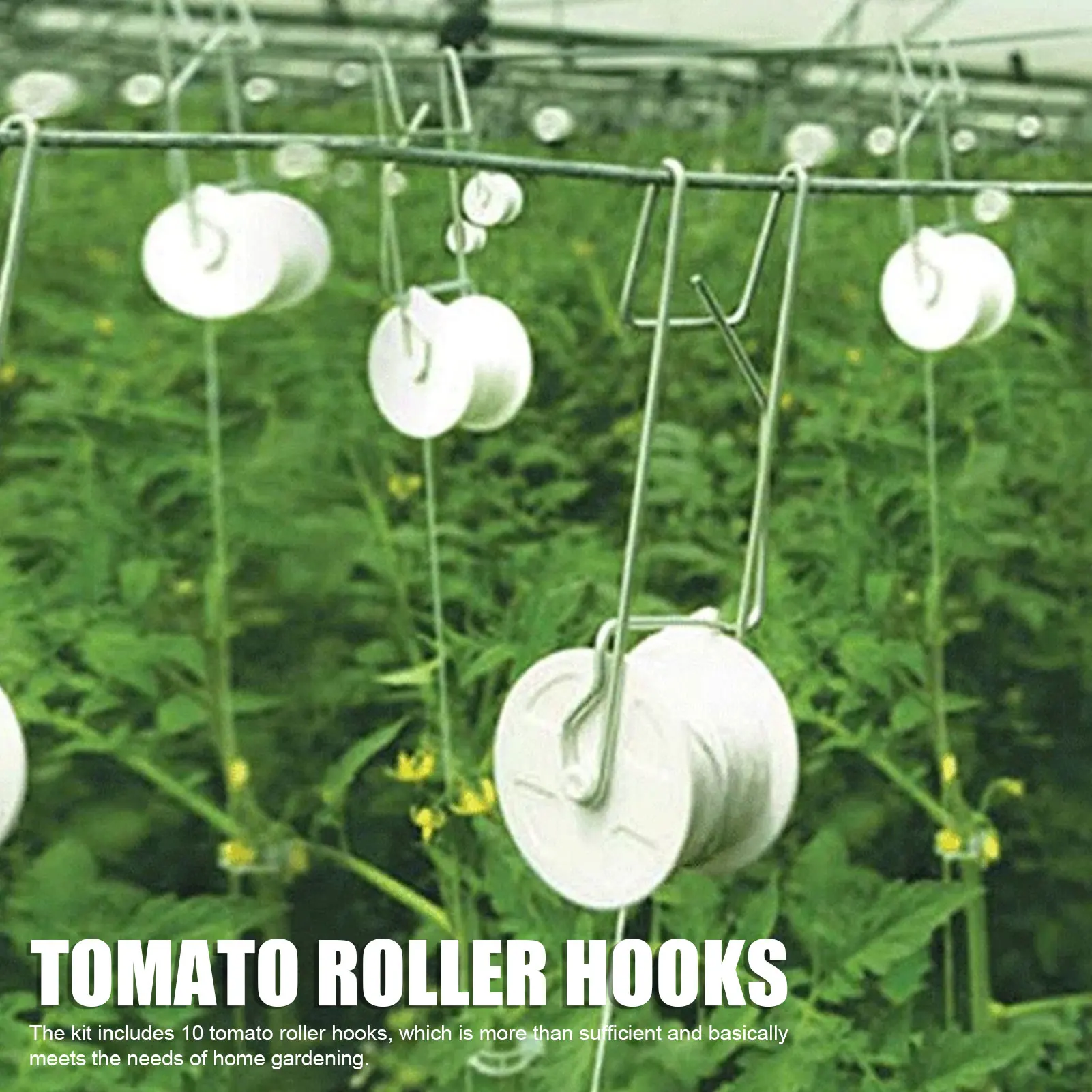 10pcs Tomato Support Roller Hooks Heat Resistant Tomato Roller Hooks Galvanized Steel Wire PP Space Saving 15m Twine for Grapes
