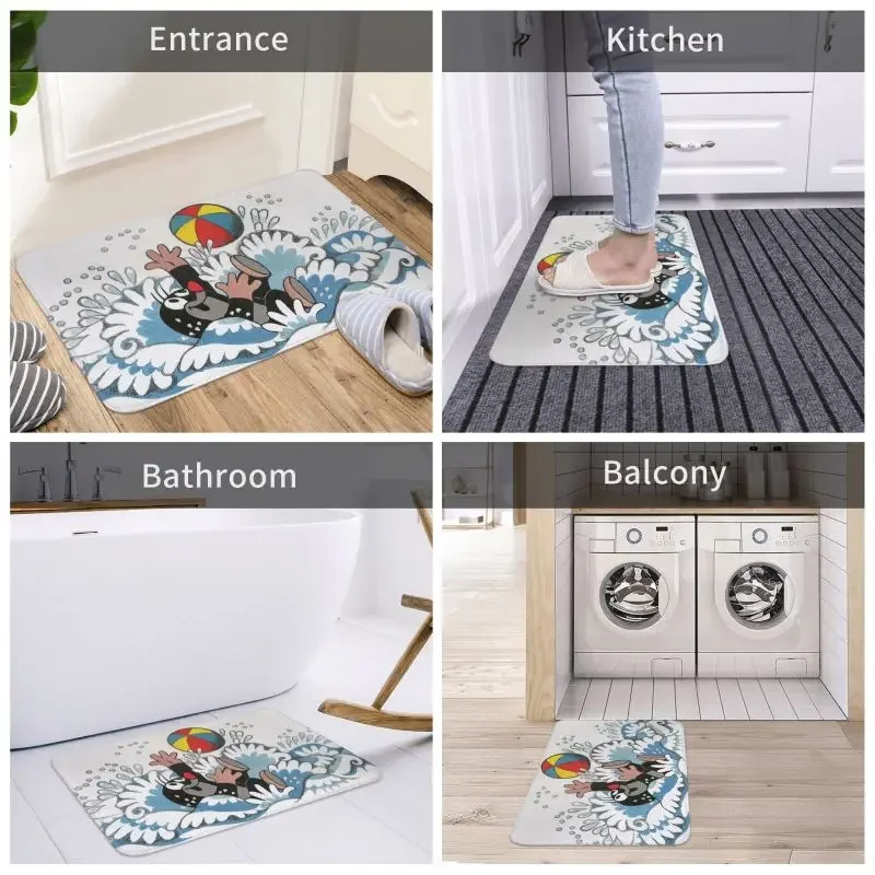 Funny Mole Door Floor Kitchen Bathroom Mat Anti-Slip Outdoor Cartoon Krtek Little Maulwurf Doormat Entrance Rug Carpet Footpad