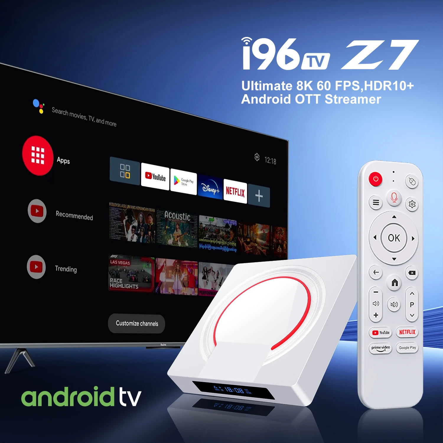 Home Cinema Media Player - Sprachfernbedienung TV-Box Android 8K Video-Decoder Streaming-Mediaplayer