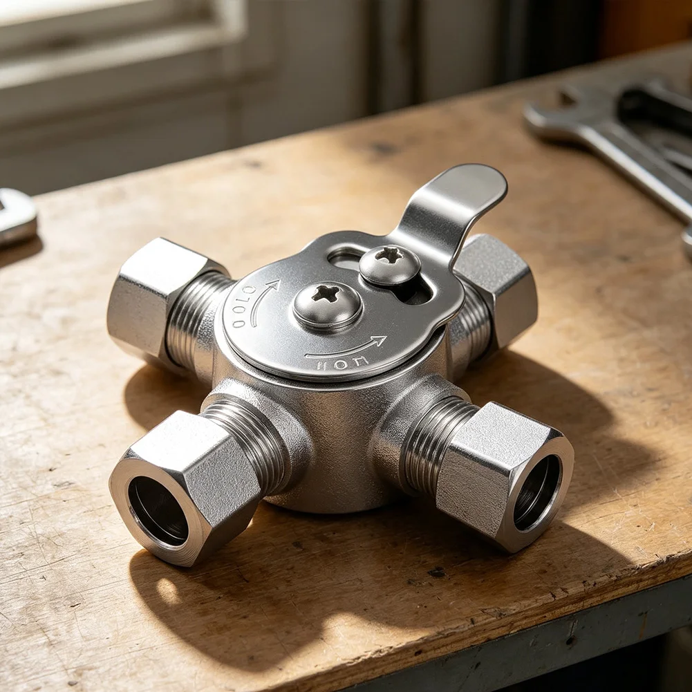 Brass Mixing Valve For Standard Water Lines Chrome Finish Rust Resistant Home Plumbing Kitchen Bathroom Toilet Fixtures