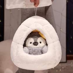 Cute Penguin Nest Plush Toy Stuffed Fluffy Narwhal Penguin Soft Doll Plush Animals with Nest Toy Birthday Gift Home Decor