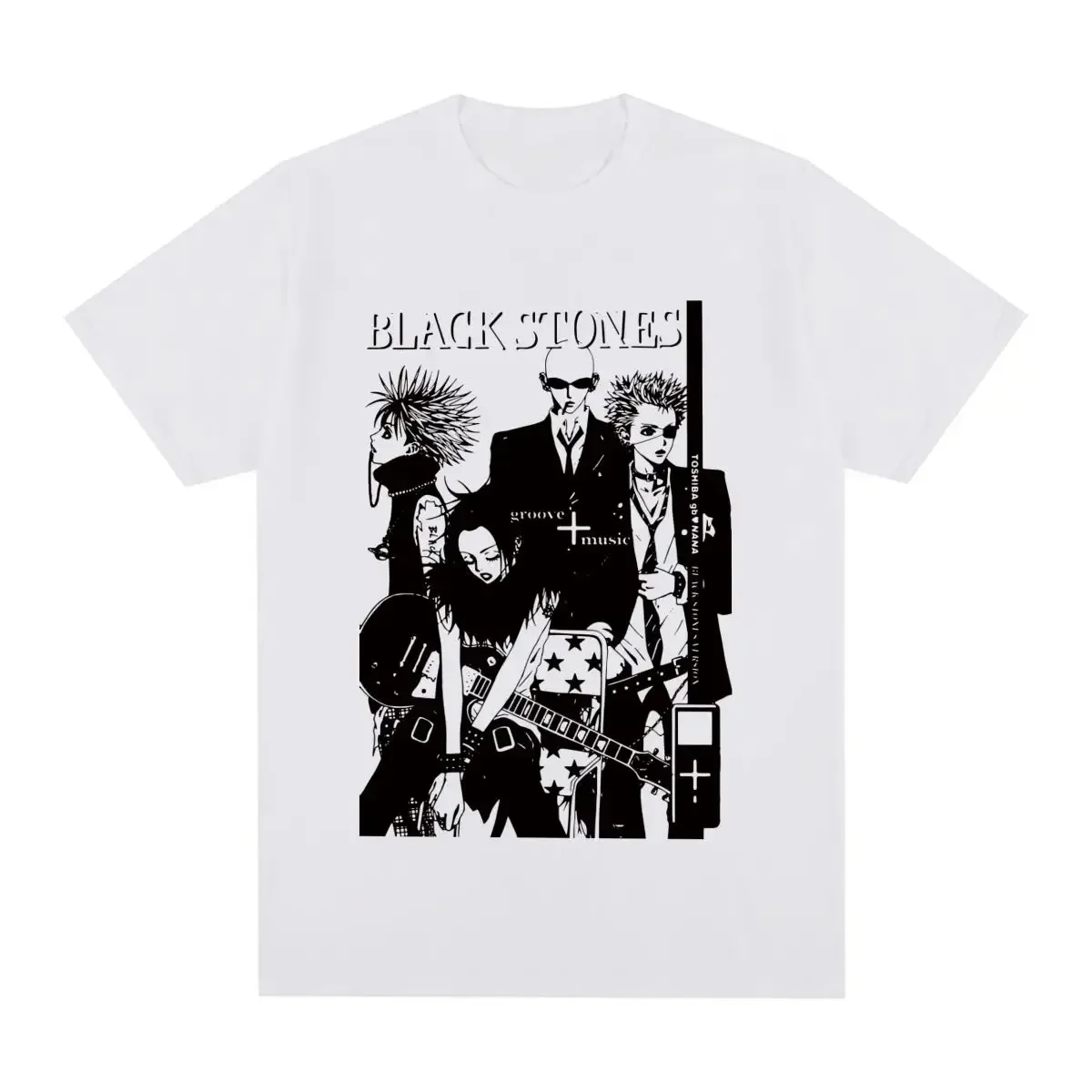 

Футболка в стиле оверсайз с изображением черных камней, бабушки Осаки