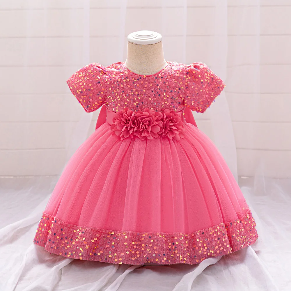 Pageant Sequin 1st Birthday Dress For Baby Girl Clothes Flower Princess Baptism Dress Girls Dresses Party Evening Gown 0-4 Year