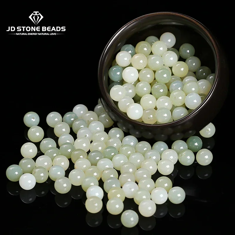 

5 Pcs/lot Natural Stone Hetian Jade With Single Hole Half Hole 6 8mm Pick Size Bead For Jewelry Making Diy Earrings Accessory